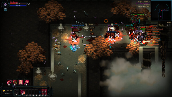 Hero Siege party fighting monsters in a generated zone